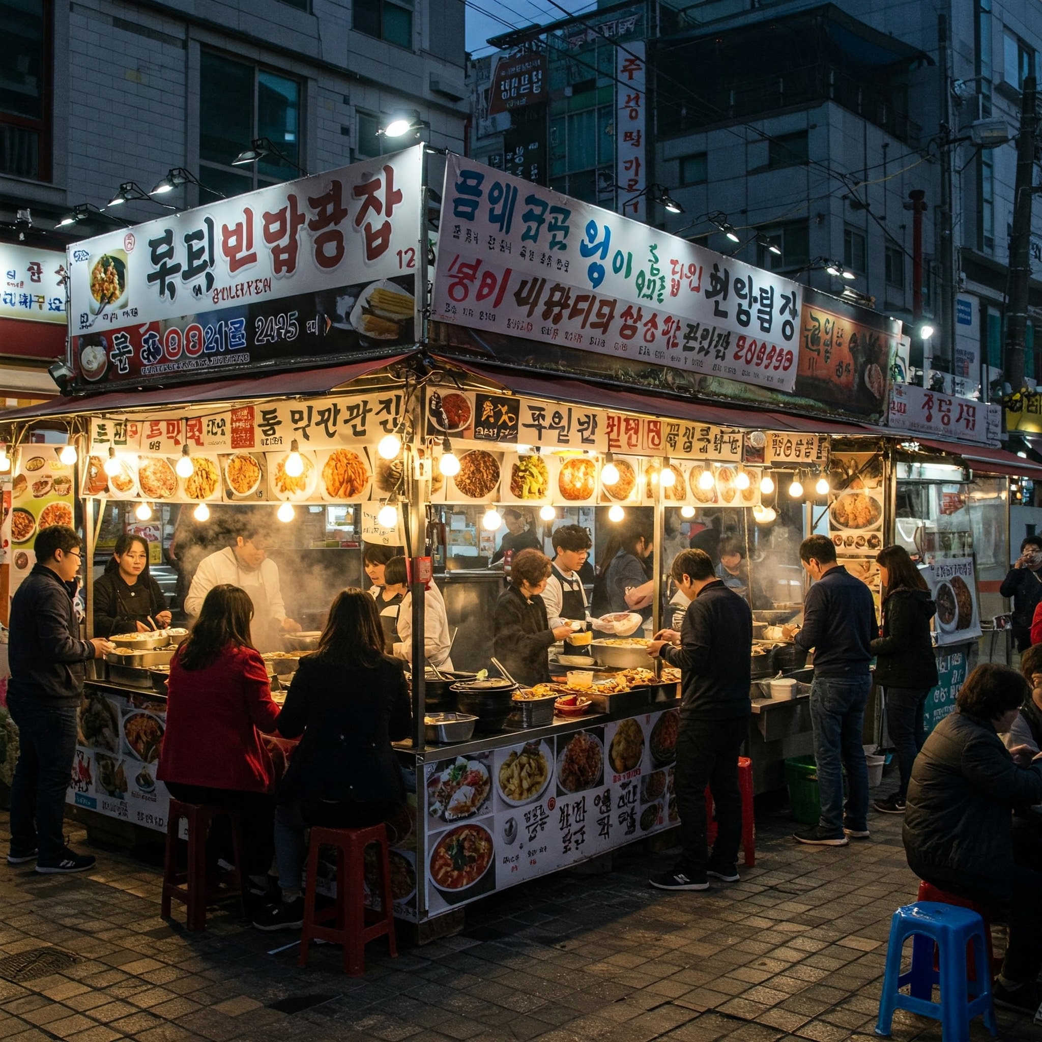 Traditional Korean Street Food Market in Seoul